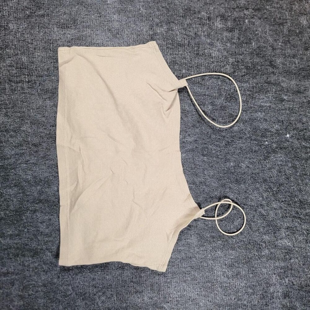 H-m Women's Tan and Cream Crop-top